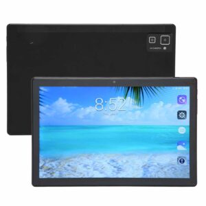 DAUZ 10.1 Inch Portable Tablet, US Plug 100‑240V 6GB RAM 128GB ROM HD Tablet 2.4G 5G WiFi for Android 10 for Work (Black)