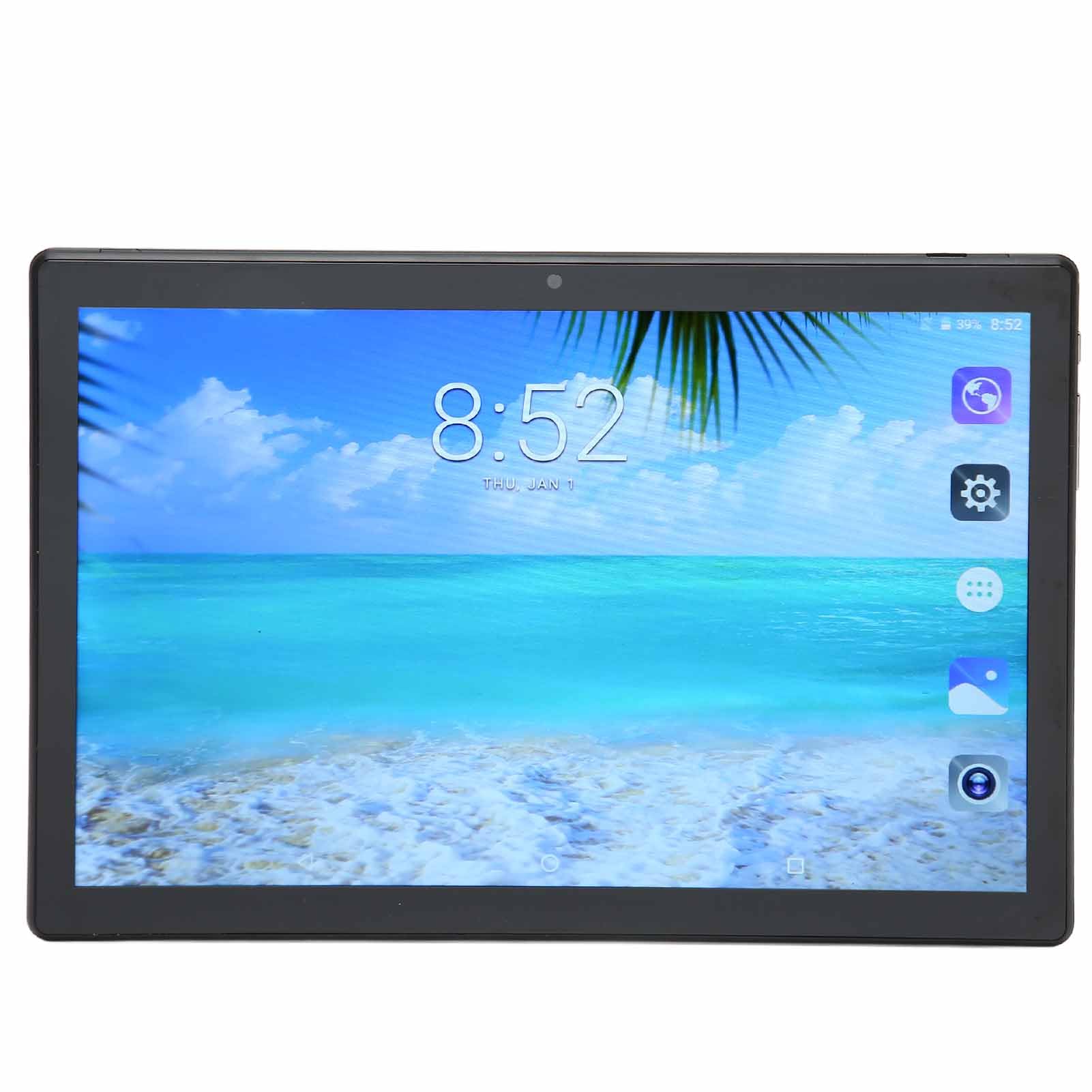 DAUZ 10.1 Inch Portable Tablet, US Plug 100‑240V 6GB RAM 128GB ROM HD Tablet 2.4G 5G WiFi for Android 10 for Work (Black)