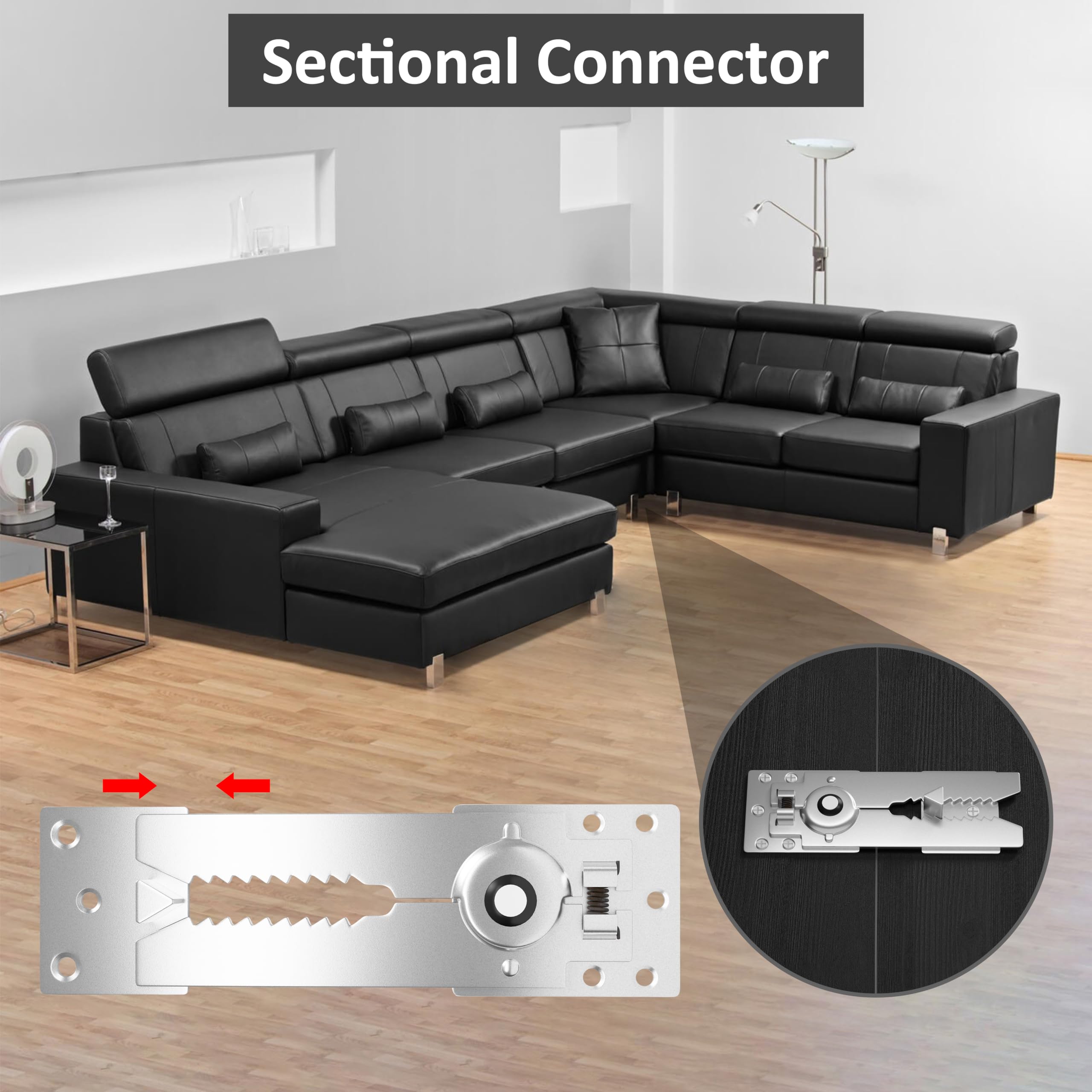 Rezlli 4 Pack Sectional Couch Connectors,Metal Couch sectional connectors with Mounting Screws,Universal Sectional Clips Sofa Connection Bracket Hooks Buckle for Sliding Sofas