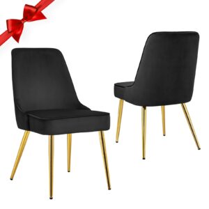 ecoluxehaven modern leisure velvet dining chairs,upholstered velvet chair with gold metal legs,mid-century kitchen chair set of 4,beige