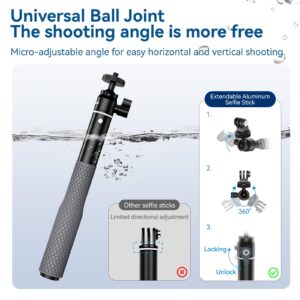 TELESIN 360° Waterproof Selfie Stick 25.75" w Hand Strap Underwater Dive Diving Extension Stick Pole Monopod for GoPro Max 12 11 10 9 8 7 Insta360 X3 GO3 Ace Pro DJI Action 4 Osmo Pocket 3 Accessories