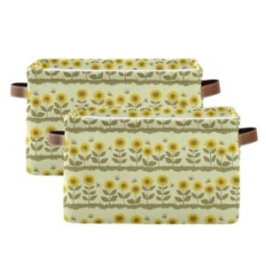 cute sunflowers bees storage basket bins foldable decorative storage box laundry hamper baskte storage for playroom living bed room office clothes nursery,2 pcs