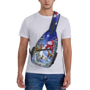 Christmas Santa Snowman Sling Bag, Fashion Crossbody Backpack Shoulder Bag Chest Bag for Men Women Outdoor Hiking Travel