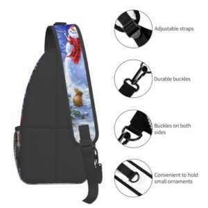 Christmas Santa Snowman Sling Bag, Fashion Crossbody Backpack Shoulder Bag Chest Bag for Men Women Outdoor Hiking Travel