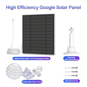 6V 5W Google Nest Camera Outdoor & Indoor (Battery Version) Solar Panel Charger with Solar Panel Accessories, 360° Adjustment Mount, 13.1ft Charging Cord Google Solar Panel