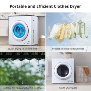 ACONEE 2.65 cu.ft Compact Clothes Dryer, 2 Temperatures, Dries Up to 14.4 lbs of Clothes, 1400W Small Dryer Machine with Stainless Steel Tub, Suitable for Home, Dorm, RVs