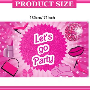 Hot Pink Let's Go Party Banner Princess Themed Banner Photo Frame Photography Background Girls Women Birthday Bachelorette Party Banner Decorations Photo Props Party Favor