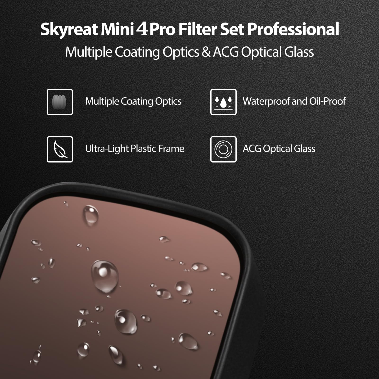 SKYREAT ND Filters Set for DJI Mini 4 Pro Accessories,6 Pack-(CPL, ND8, ND16, ND32, ND64,ND128)