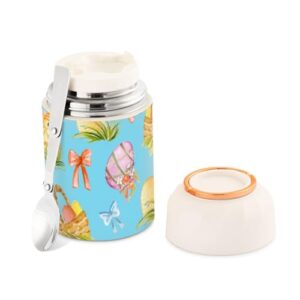 JUNZAN Colorful Easter Egg Kids Womens Food Insulated Jar with Spoon 17oz/500ml Food Storage Containers Stainless Steel Vacuum Keep Warm Insulated Containers for Insulated Hot Food