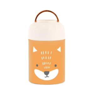 junzan cute simple animal fox kids womens insulated food jar containers with spoon 17oz/500ml lunch containers for hot food stainless steel vacuum leakproof lunch boxes for lunch accessories