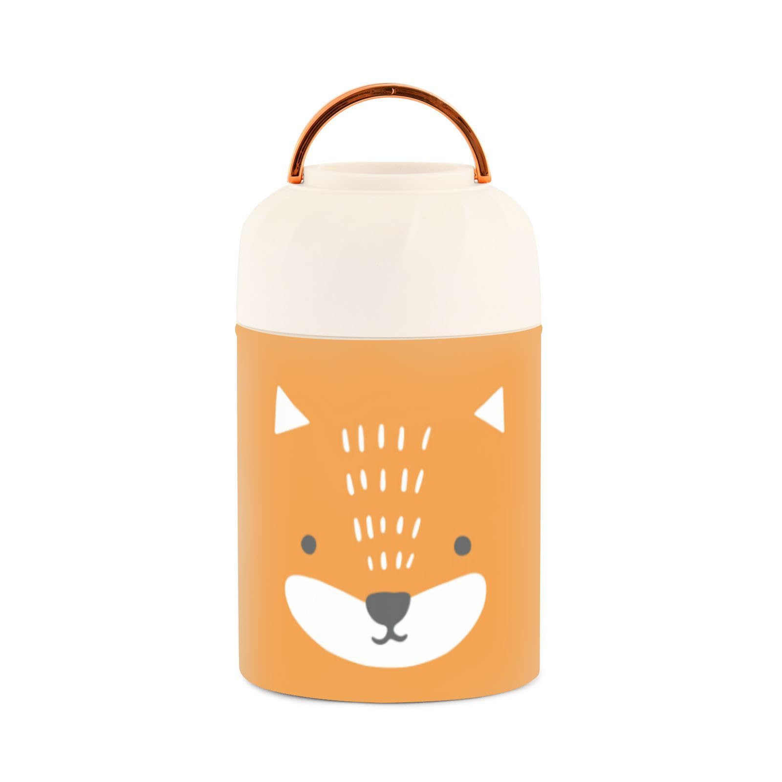 JUNZAN Cute Simple Animal Fox Kids Womens Insulated Food Jar Containers with Spoon 17oz/500ml Lunch Containers For Hot Food Stainless Steel Vacuum Leakproof Lunch Boxes for Lunch Accessories