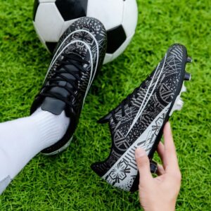 DHOVOR Mens Womens Soccer Cleats Non Slip Athletics Football Cleats Youth Football Boots Unisex Light-Weight Outdoor Soccer Shoes