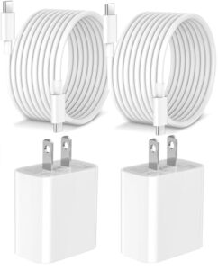 iphone 15 charger usb c fast charging, [apple mfi certified] 2pack 20w pd fast charger block with 6ft long usb c to usb c cable for iphone 15/15 plus/pro max, ipad pro, ipad air, ipad 10, airpods pro