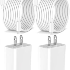 iPhone 15 Charger USB C Fast Charging, [Apple MFi Certified] 2Pack 20W PD Fast Charger Block with 6FT Long USB C to USB C Cable for iPhone 15/15 Plus/Pro Max, iPad Pro, iPad Air, iPad 10, Airpods Pro