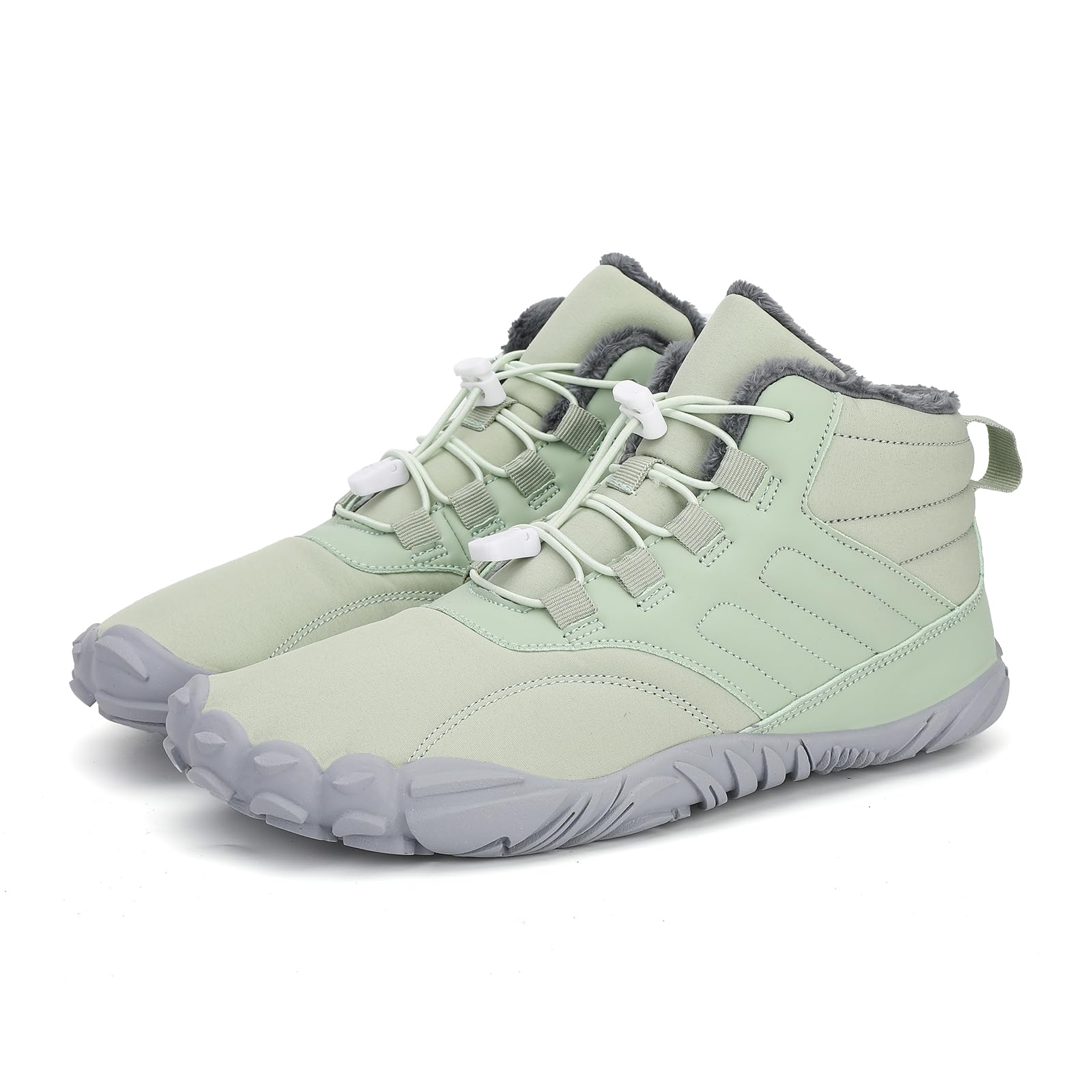 Dinint Barefoot Shoes Men Women Wide Toe Box Winter Cross Trainer Minimalist Zero Drop Sole Cotton Boots Sneakers Light Green