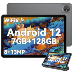 blackview tablet android 12 tab 8 wifi tablets 10 inch 7gb ram+128gb/1tb rom quad core 6580mah 8+13mp wifi 6 bt 5.0 gms gray