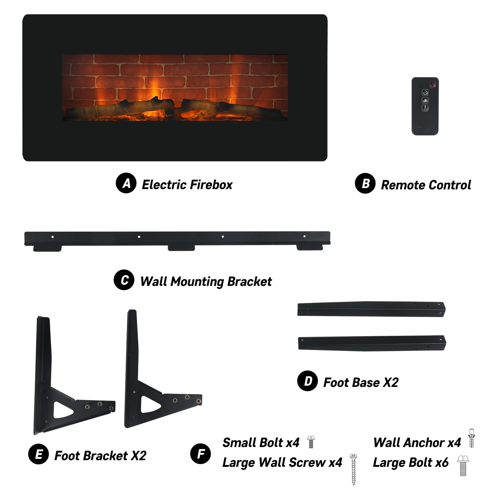 YUSING 36 inch Freestanding Electric Fireplace, Wall Mounted and Freestanding Fireplace Heater, 7 Flame Colors, Adjustable Temperature and Timer, 1500W Control by Touch Panel & Remote