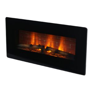 YUSING 36 inch Freestanding Electric Fireplace, Wall Mounted and Freestanding Fireplace Heater, 7 Flame Colors, Adjustable Temperature and Timer, 1500W Control by Touch Panel & Remote