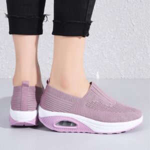 Aceptolcom Women Orthopedic Sneakers Walking Shoes,Mesh Breathable Arch Support Slip-on Light Air Cushion Orthopedic Sneakers Diabetic Shoes (7,Pink,7)