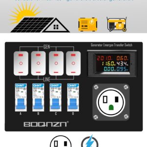 15 Amp 120V Generator Transfer Switch Kit, Prewired 4-Circuit Generator Temporary Emergency Power Supply Kit, IP67 Waterproof for Indoor/Outdoor Use