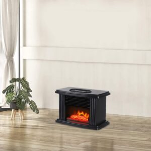 ONEPOINTPOINT Electric Fireplace Heater Indoor Mini Freestanding Fireplace Stove with 3-Gear Adjustable 3D Simulation of Carbon Fire Heating Technology Black
