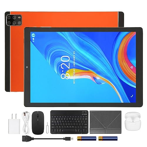 Honio 2 in 1 Tablet PC, 100‑240V 10.1 Inch FHD Tablet Dual Speakers MT6735 Deca Core 8800mAh for Work for Android 12 (US Plug)