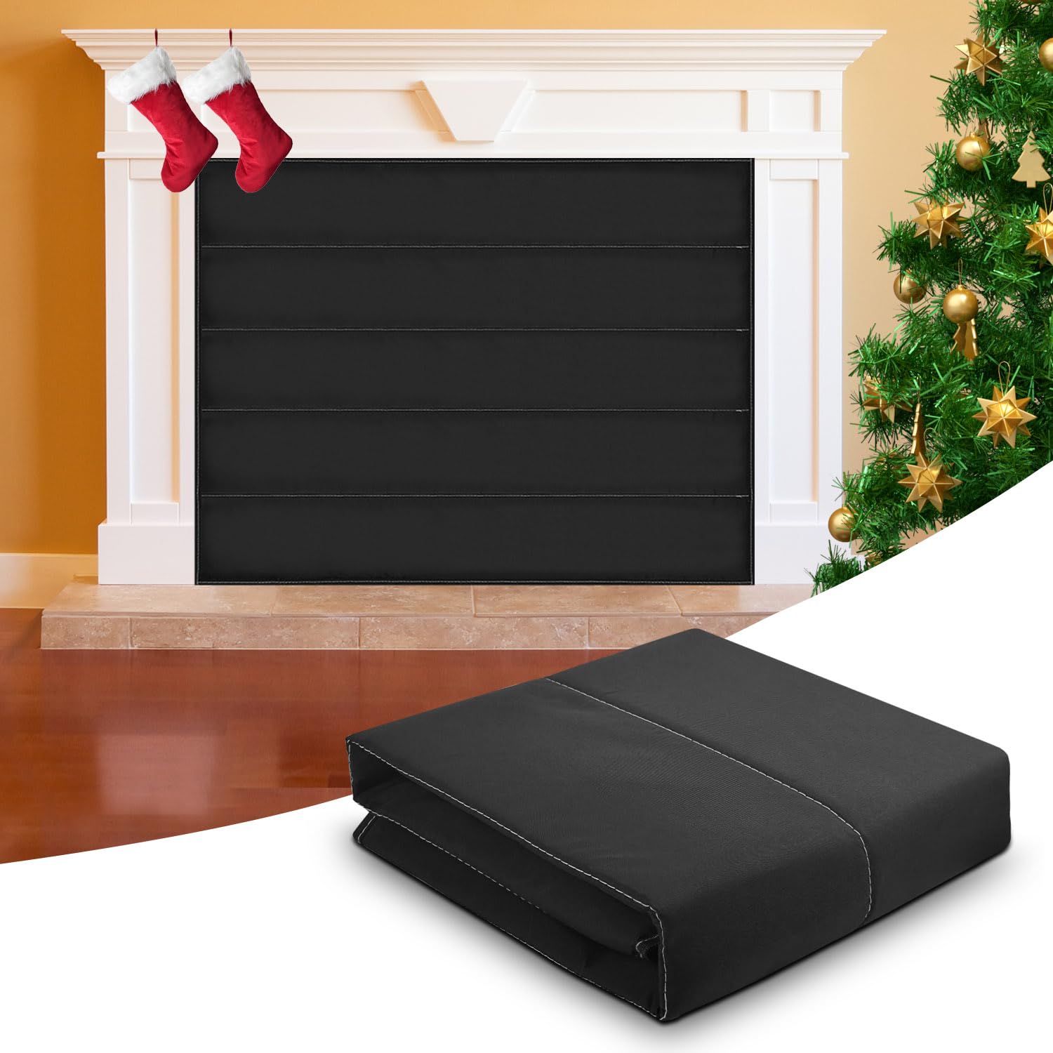 Magnetic Fireplace Cover 39 x 32 in, Fireplace Blocker Blanket Stops Overnight Heat Loss, Fireplace Draft Stopper for Energy Savings