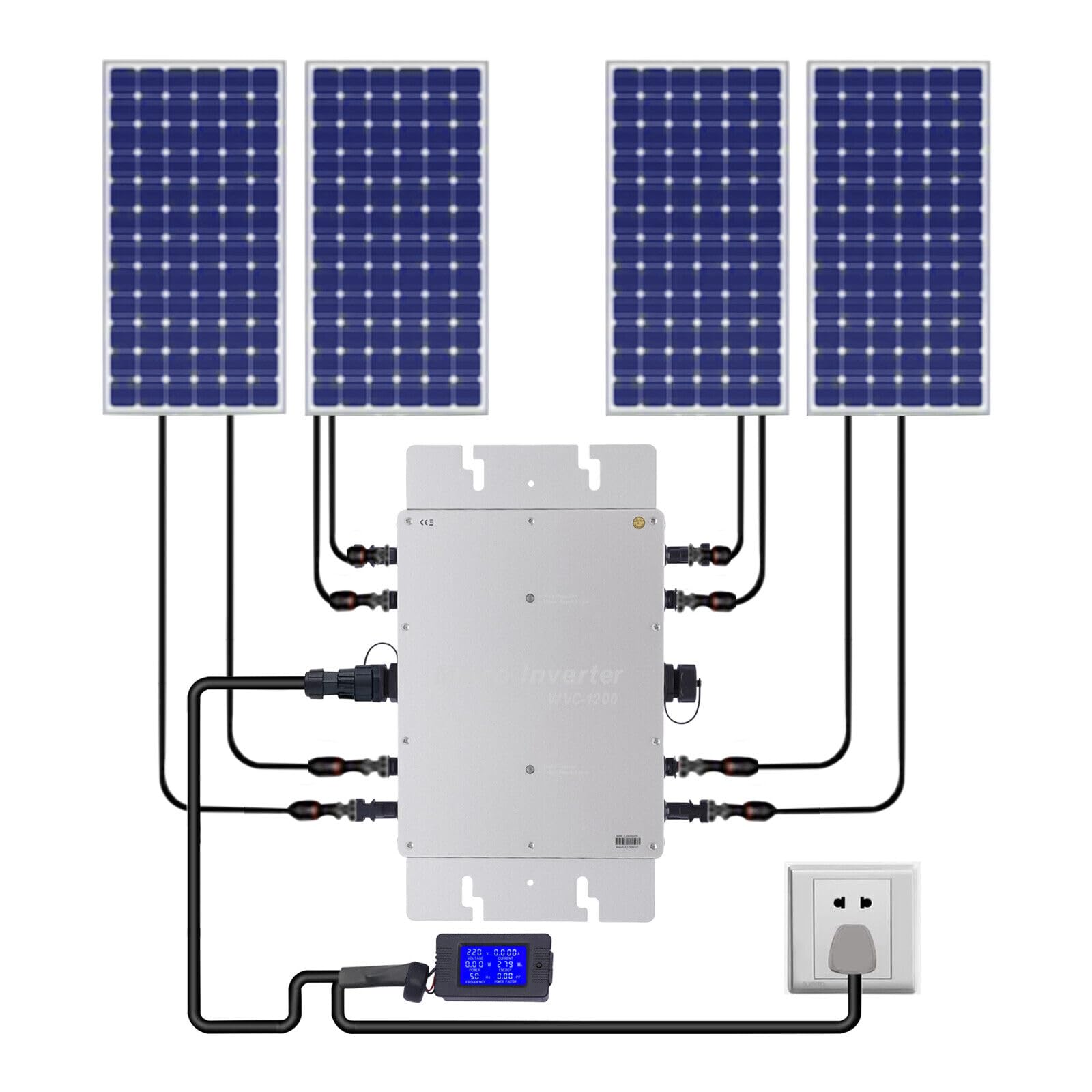 Solar Micro Inverter, Waterproof Wvc-1200W Grid Tie Mppt Pure Sine Wave Dc to Ac Solar Grid Tie Micro Inverter Solar & Wind Power Inverters (1200W)