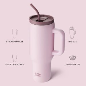 BOTTLE BOTTLE 40 oz Tumbler with Handle and Straw,Stainless Steel Vacuum Travel Mug,Car Cup with Straw, Stainless Steel Vacuum Water Bottle for Gifts Party Office Coffee (Pink)