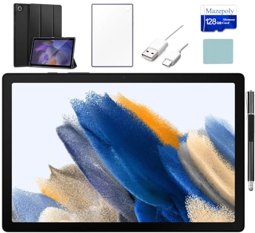 SAMSUNG Galaxy Tab A8 10.5-inch Touchscreen (1920x1200) Wi-Fi Tablet Bundle, Octa-Core Processor, 3GB RAM, 32GB Storage + 128GB Memory Card, Bluetooth, Android 11 OS, Gray + Accessories