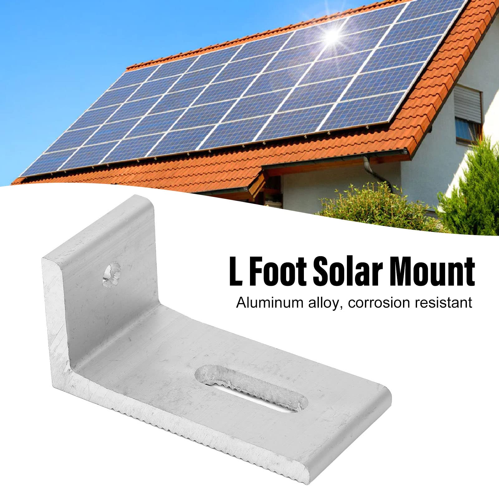 10Pcs Solar Mount L Foot Aluminum Alloy Panel Bracket, Windproof Waterproof Shockproof Glossy Finish, for Roof PV System