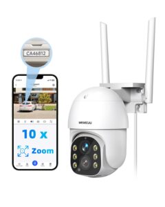 wesecuu outdoor security camera, 2k 2.4g wifi cameras for home security outside 360° ptz, 10 x digital zoom with ai human detection, ip67 waterproof, 24/7 recording, 2-way talk, color night vision