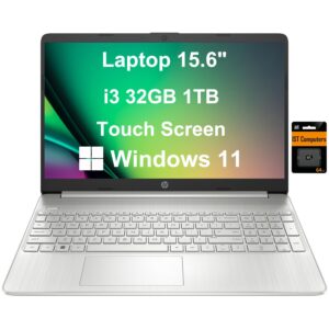 hp 15 laptop (15.6" hd touchscreen, intel core i3-1115g4 (> i5-1035g4), 32gb ram, 1tb ssd) home & student laptop, narrow-bezel, long battery life, webcam, numpad, fast charge, windows 11 home - 2023