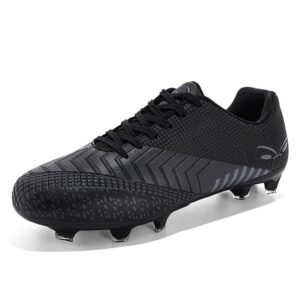 KemeNgCompetitive Unisex Soccer Shoes Men Women Indoor Outdoor Football Boots Athletic Turf Mundial Team Cleat Running Sports Lightweight Breathable Anti-Skid Damping Shoes Black