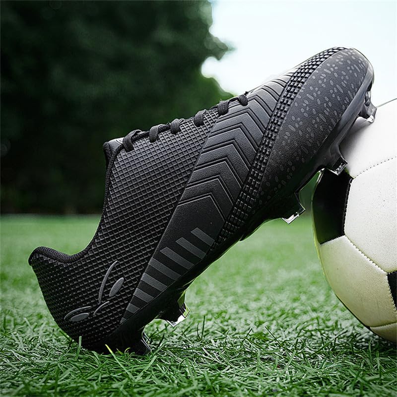 KemeNgCompetitive Unisex Soccer Shoes Men Women Indoor Outdoor Football Boots Athletic Turf Mundial Team Cleat Running Sports Lightweight Breathable Anti-Skid Damping Shoes Black