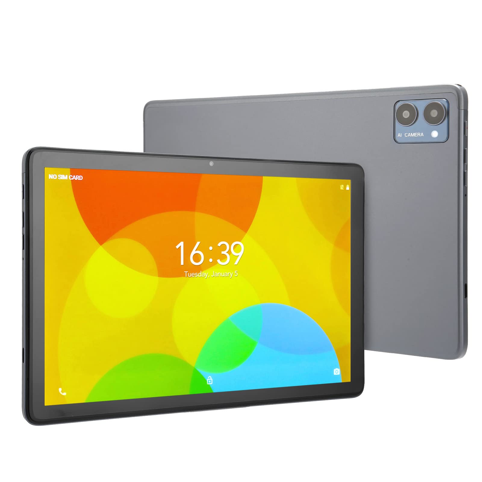 Honio 10.1 Inch Tablet, FM Radio Dual Speakers Octacore HD Tablet US Plug 100‑240V 8GB RAM 128GB ROM for Learning (Grey)