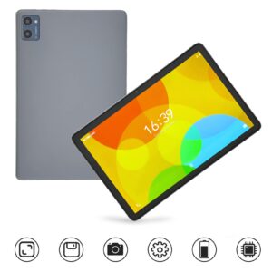 Honio 10.1 Inch Tablet, FM Radio Dual Speakers Octacore HD Tablet US Plug 100‑240V 8GB RAM 128GB ROM for Learning (Grey)