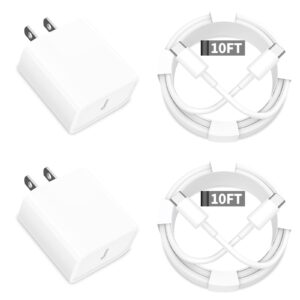 【mfi certified】iphone 15 charger fast charging, rombica 2pack 20w pd usb-c type-c power wall charger adapte + 10ft usb-c to usb-c charge cable for iphone 15/15 plus/15 pro/15 pro max/ipad pro/air/mini