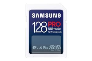 samsung pro ultimate full size 128gb sdxc memory card, up to 200 mb/s, 4k uhd, uhs-i, c10, u3, v30, a2, for dslr, mirrorless cameras, pcs, mb-sy128s/am