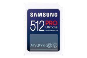 samsung pro ultimate full size 512gb sdxc memory card, up to 200 mb/s, 4k uhd, uhs-i, c10, u3, v30, a2, for dslr, mirrorless cameras, pcs, mb-sy512s/am