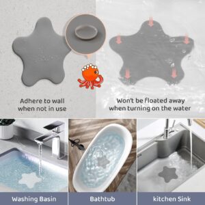 Tub Stopper 2 Pack Bathtub Drain Stopper Silicone Upgraded Drain Plug Cover for Bathrooms and Laundries Kitchen Universal Use 6 inches Grey + White