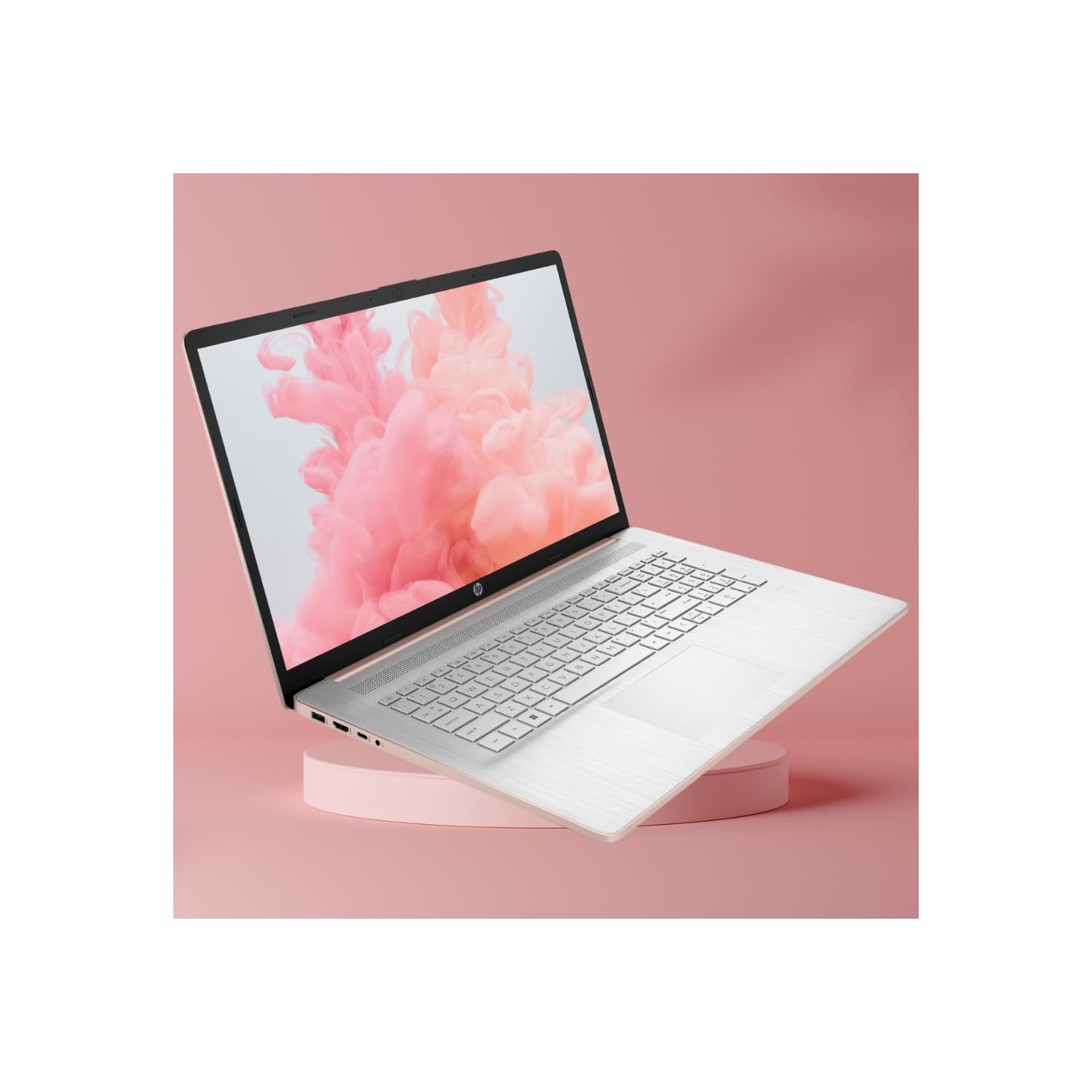 HP 2023 Essential 17t Laptop, 17.3" HD+ Touchscreen, Intel Core i7-1355U, 64GB RAM, 2TB SSD, Webcam, HDMI, Backlit Keyboard, Fingerprint Reader, Wi-Fi 6, Windows 11 Home, Pale Rose Gold