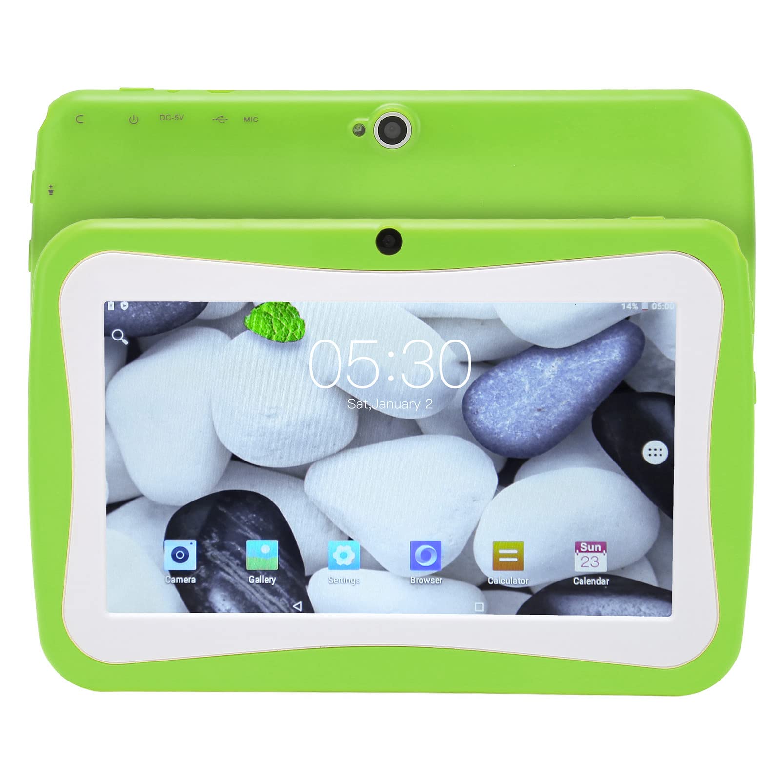 Honio Kids Tablet, 7 Inch US Plug 100‑240V 5.0 Large Memory 4 Core Toddler Tablet for Boys (Green)