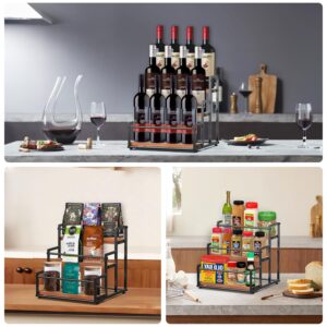SHILFID Coffee Syrup Organizer Rack, Syrup Bottle Stand Holder for Coffee Bar, 3-Tier 12 Bottles Storage Display Shelves for Syrup, Liquor Wine, Dressing Cocktail in Kitchen Coffee Countertop
