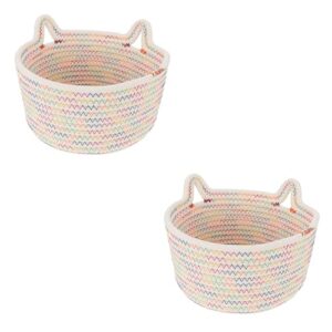 toyandona 2 pcs storage box woven rope basket cube changing table toy storage organizer small cotton baskets woven baskets decorative basket children's bags baby stackable cotton rope