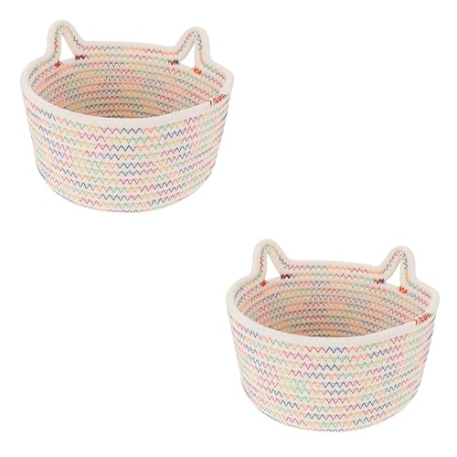 TOYANDONA 2 Pcs Storage Box Woven Rope Basket Cube Changing Table Toy Storage Organizer Small Cotton Baskets Woven Baskets Decorative Basket Children's Bags Baby Stackable Cotton Rope