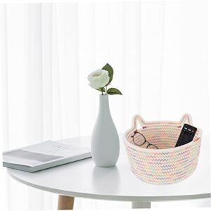 TOYANDONA 2 Pcs Storage Box Woven Rope Basket Cube Changing Table Toy Storage Organizer Small Cotton Baskets Woven Baskets Decorative Basket Children's Bags Baby Stackable Cotton Rope