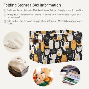 Halloween Black Cat Storage Basket Bins Decorative Toy Organizer Bins Laundry Hamper Baskets with Handles for Office Bedroom Clothes Bedroom Living Room,2 pcs