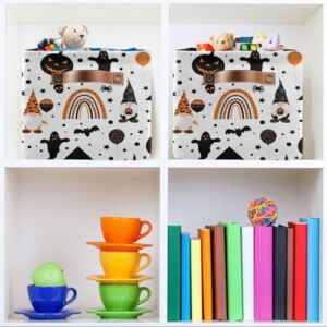 Halloween Pumpkins Gnome Storage Basket Bins Foldable Toy Baskets Organization with Handles Laundry Hamper for Home Boys Girls Office Closet Shelf Nursery Baskets,2 pcs