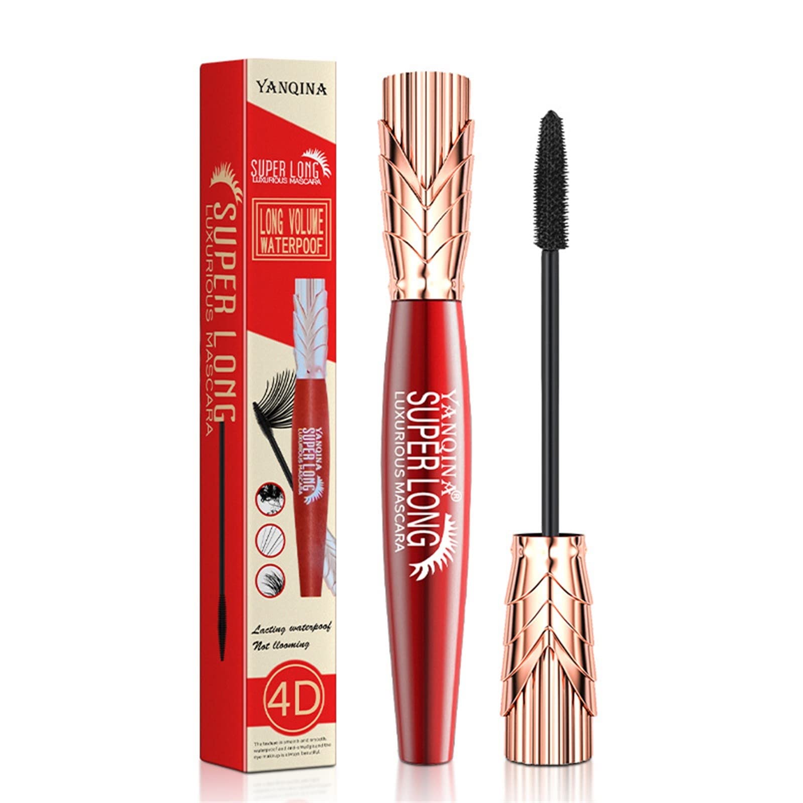 Fiber Mascara Fiber Long Curly No Dizzy Crown Shaped Mascara Thick Curly Waterproof Sweat Proof Long-lasting Eye Black